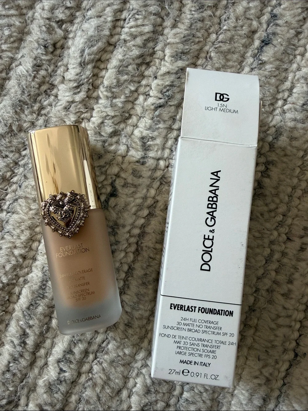 Dolce & Gabbana Everlast Foundation - Frosted Glass Bottle with Gold Cap